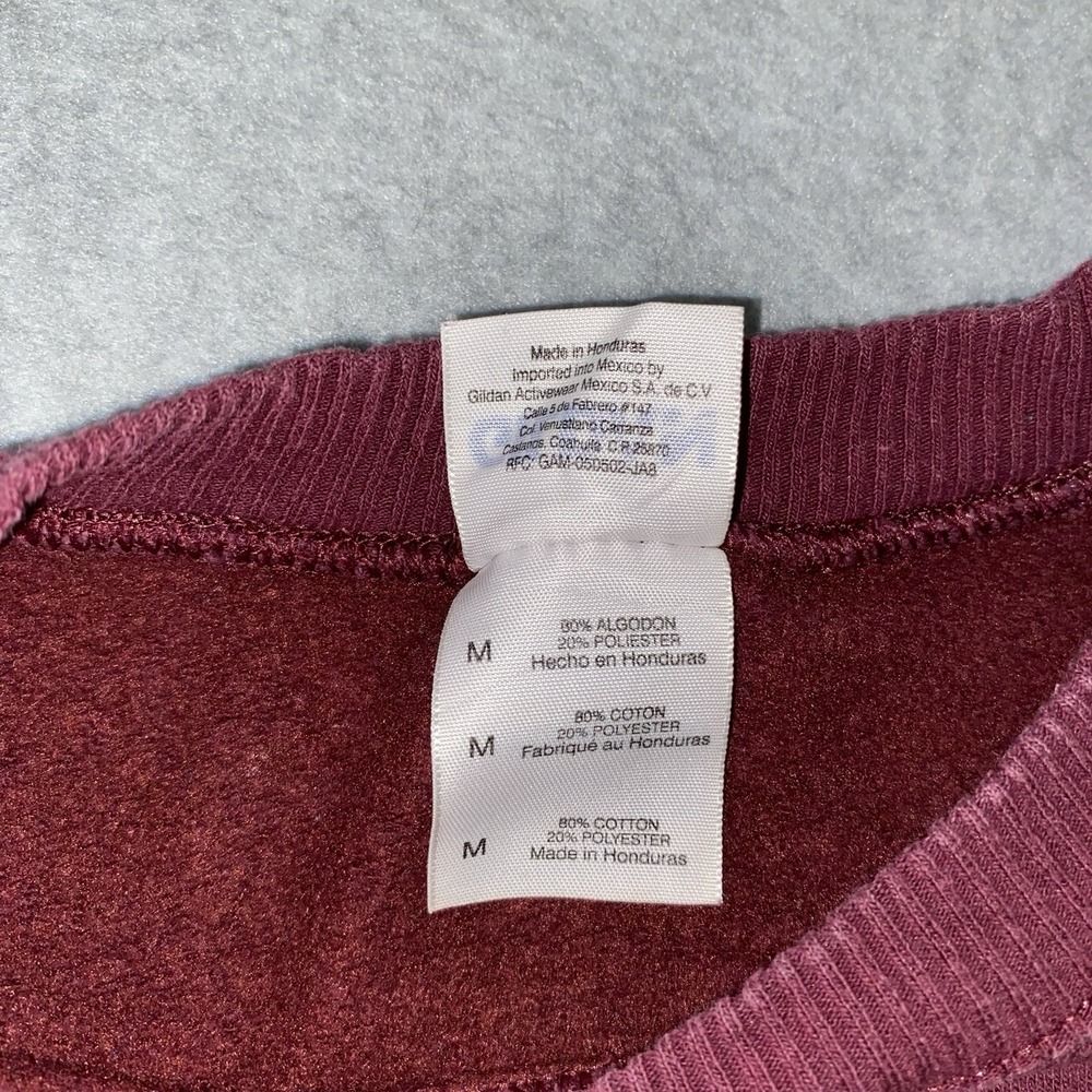 Vtg Mills High School MHS Vikings Sweatshirt Men's M Maroon Crewneck Sleeve Logo - Picture 4 of 14